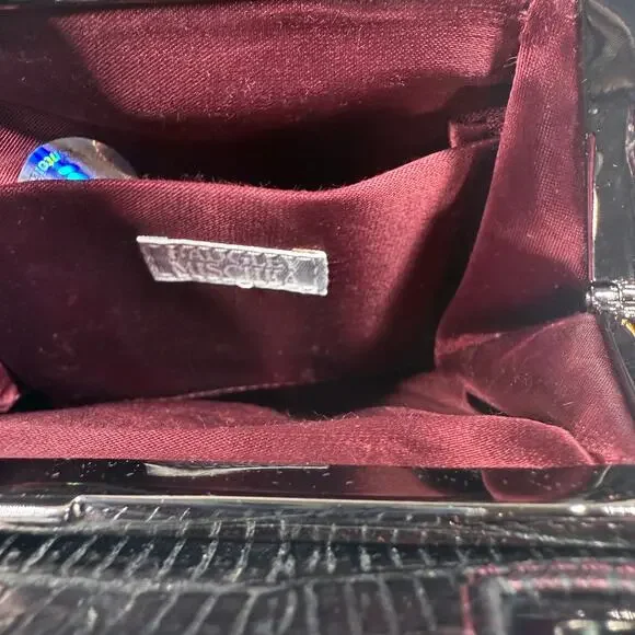 Vintage Badgley Mischka Clutch Red Leather Croc - Picture 10 of 10
